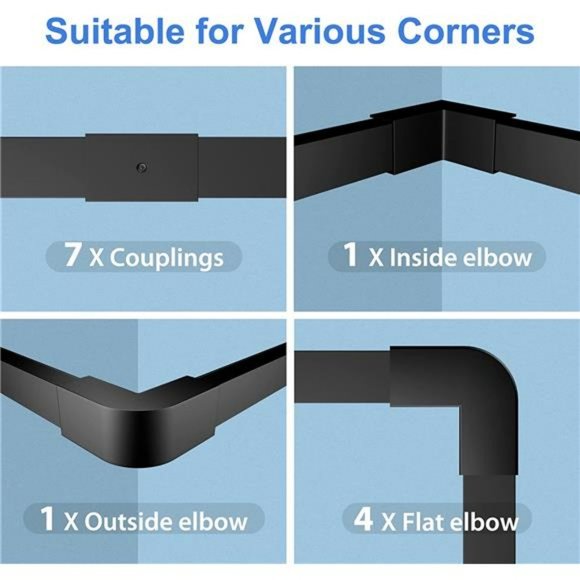 125" Cable Raceway Kit - 8X L15.7in W0.59in H0.4in, Small-Black - Picture 5 of 6